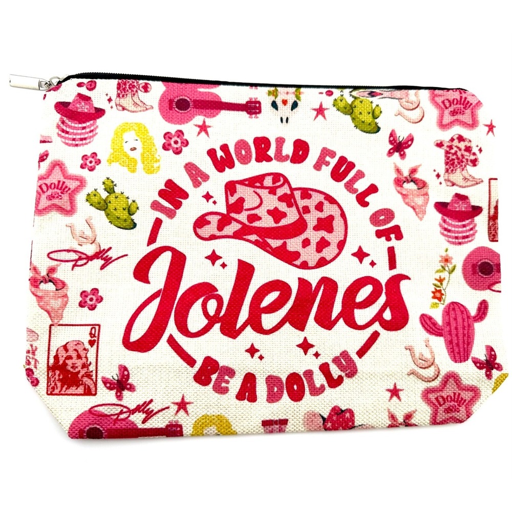 Dolly Parton Clutch In‎ a World Full of Jolenes Be a Dolly Canvas Cosmetic Bag